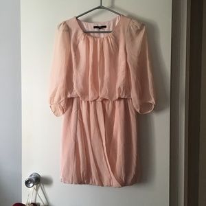 TIBI Pale Pink Silk Chiffon Layered Bubble Dress 0